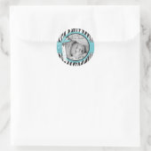 Zebra Print Turquoise Accent Birth Announding Ronde Sticker (Tas)