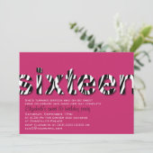 Zebra Print Typography Design Sweet 16 Invitation Kaart (Staand voorkant)