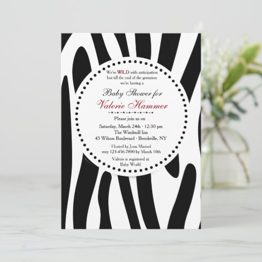 Zebra Print uitnodiging (Staand voorkant)