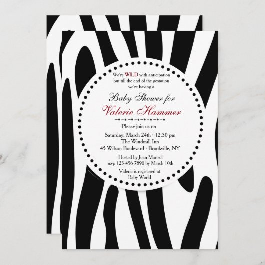 Zebra Print uitnodiging (Voorkant / Achterkant)