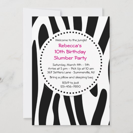 Zebra Print uitnodiging (Voorkant)