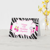 Zebra print verjaardag Pamper Party Verjaardag Kaa Kaart (Gele Bloem)