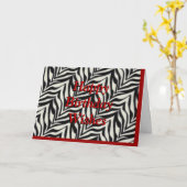 Zebra print verjaardagskaart - elke gelegenheid aa kaart (Gele Bloem)