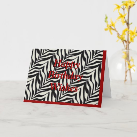 Zebra print verjaardagskaart - elke gelegenheid aa kaart (Gele Bloem)