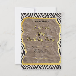 Zebra print verjaardagsuitnodiging kaart