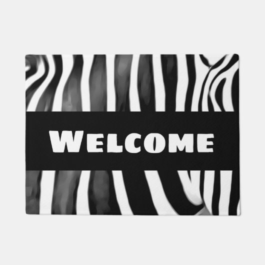 Zebra print - Vet Welkom - Modern Deurmat (Voorkant)