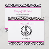 Zebra Print Vredesteken Verjaardagsfeest Uitnodigi Kaart (Voorkant / Achterkant)