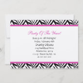 Zebra Print Vredesteken Verjaardagsfeest Uitnodigi Kaart (Achterkant)