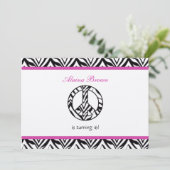 Zebra Print Vredesteken Verjaardagsfeest Uitnodigi Kaart (Staand voorkant)