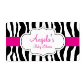 Zebra Print Waterfles Etiketten (Voorkant)