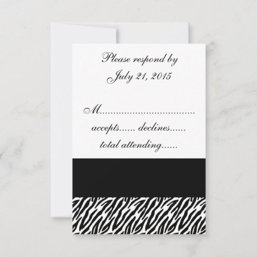 Zebra Print Wedding RSVP voor Square Invites (Achterkant)