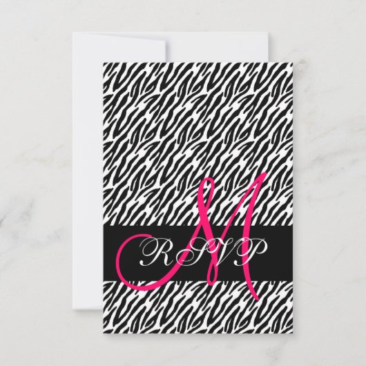 Zebra Print Wedding RSVP voor Square Invites Kaartje (Voorkant)