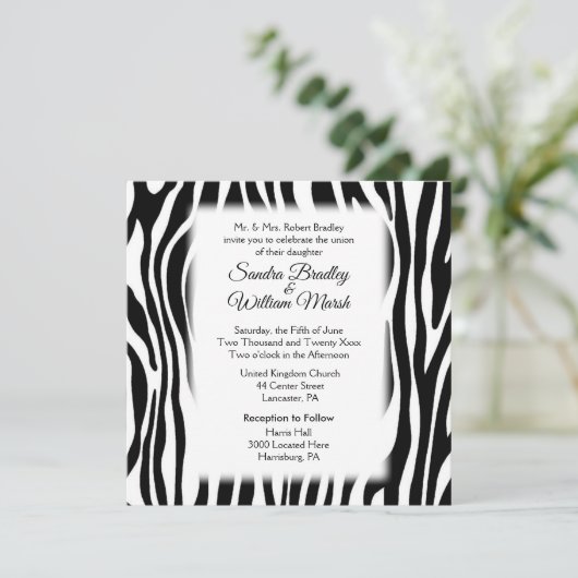 Zebra Print Wedding Uitnodiging (Staand voorkant)