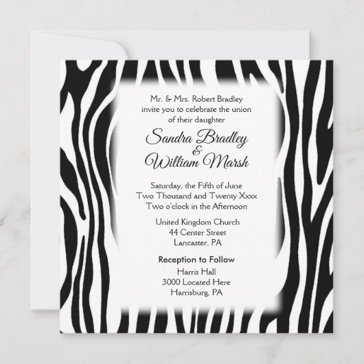 Zebra Print Wedding Uitnodiging (Voorkant)