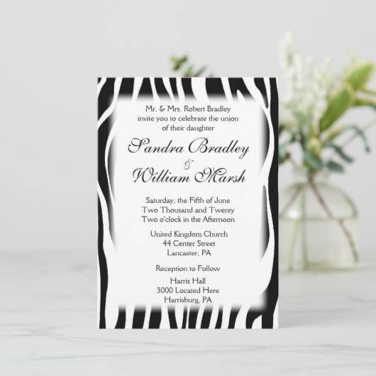 Zebra Print Wedding Uitnodiging (Staand voorkant)