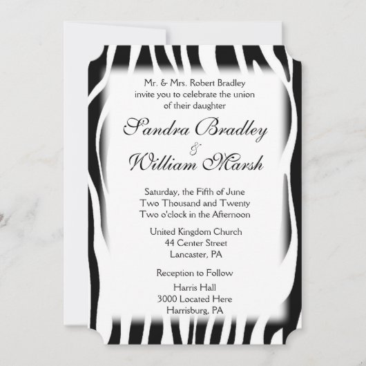 Zebra Print Wedding Uitnodiging (Voorkant)