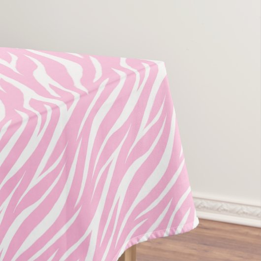 Zebra Print White Light Pink Trendy Cute Pattern Tafelkleed (Voorbeeld)