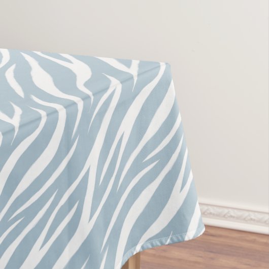 Zebra Print White Powder Blue Cute Modern Patroon Tafelkleed (Voorbeeld)