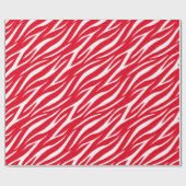 Zebra Print White Red Cute Modern Xmas patroon Cadeaupapier (Vlak)