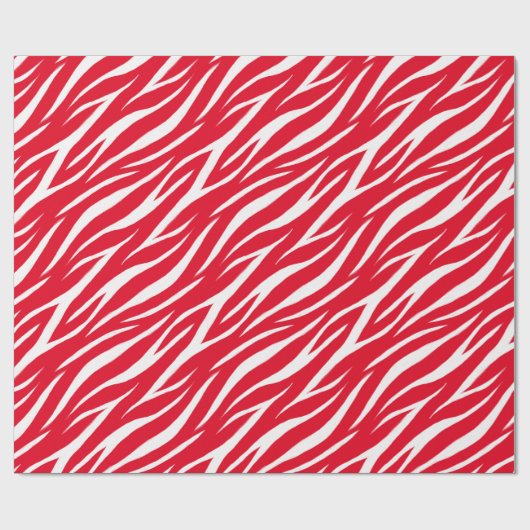Zebra Print White Red Cute Modern Xmas patroon Cadeaupapier (Vlak)