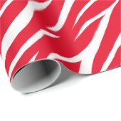 Zebra Print White Red Cute Modern Xmas patroon Cadeaupapier (Rol Hoek)