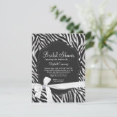 Zebra Print White Ribbon & Diamond Mode Bridal Kaart (Staand voorkant)