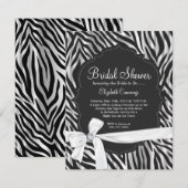 Zebra Print White Ribbon & Diamond Mode Bridal Kaart (Voorkant / Achterkant)