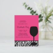 zebra print wine bachelorette kaart (Staand voorkant)