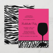 zebra print wine bachelorette kaart (Voorkant / Achterkant)