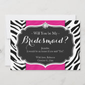 Zebra Print word mijn Bridesmaid Kaart (Voorkant)