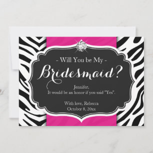 Zebra Print word mijn Bridesmaid Kaart
