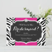 Zebra Print word mijn Bridesmaid Kaart (Staand voorkant)