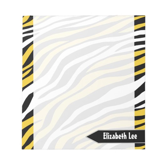Zebra Print Yellow Mix Personalized Notitieblok (Voorkant)