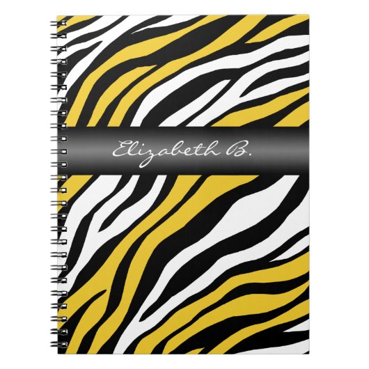 Zebra Print Yellow Mix Personalized Notitieboek (Voorkant)