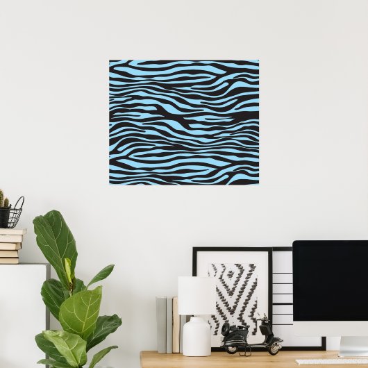 Zebra Print, Zebra Stripes, Blue Zebra, Oerwoud Poster (Thuiskantoor)