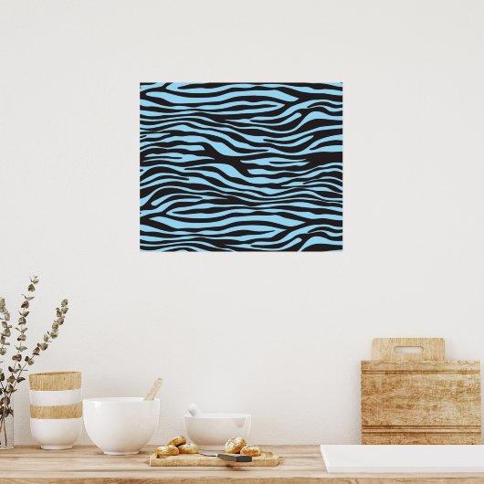 Zebra Print, Zebra Stripes, Blue Zebra, Oerwoud Poster (Keuken)