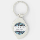 Zebra Print, Zebra Stripes, Blue Zebra, weet 16 Sleutelhanger (Voorkant)