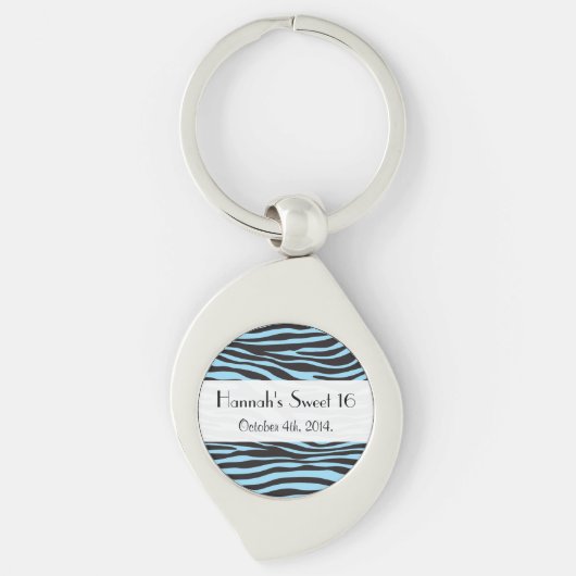 Zebra Print, Zebra Stripes, Blue Zebra, weet 16 Sleutelhanger (Voorkant)