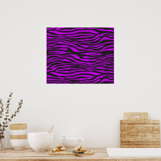 Zebra Print, Zebra Stripes, Paars Zebra, Oerwoud Poster (Keuken)