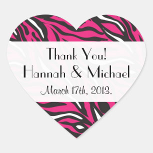 Zebra Print, Zebra Stripes, Roze Zebra, bruiloft Hart Sticker