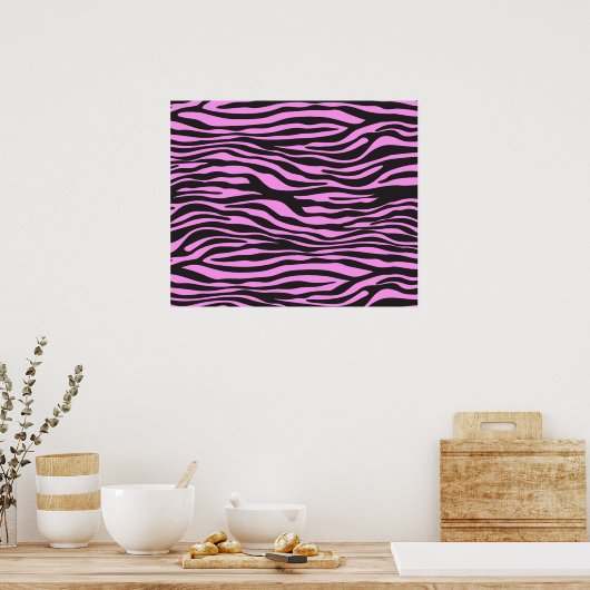 Zebra Print, Zebra Stripes, Roze Zebra, Oerwoud Poster (Keuken)