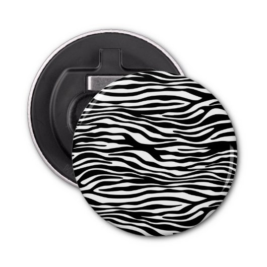 Zebra Print, Zebra Stripes, zwart en wit Button Flesopener (Voorkant)