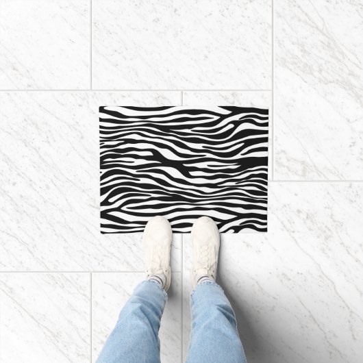 Zebra Print, Zebra Stripes, zwart en wit Deurmat (Binnen)