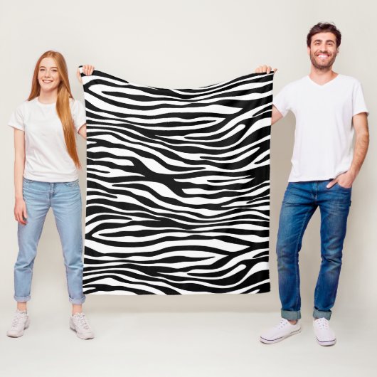 Zebra Print, Zebra Stripes, zwart en wit Fleece Deken (In situ)