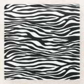 Zebra Print, Zebra Stripes, zwart en wit Glazen Onderzetter (Voorkant)
