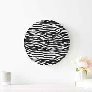 Zebra Print, Zebra Stripes, zwart en wit Grote Klok