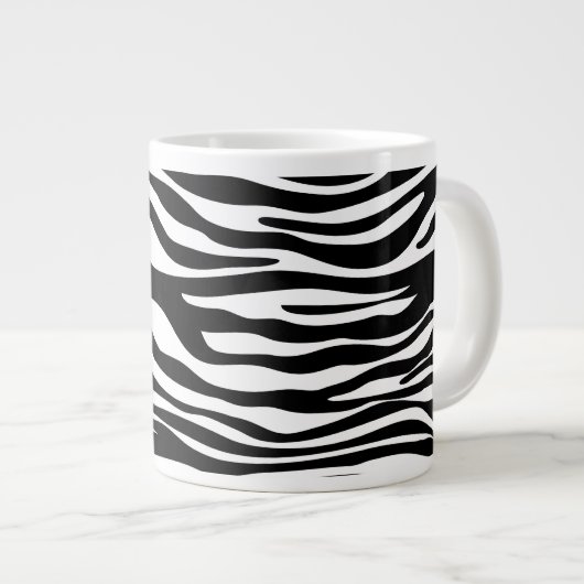 Zebra Print, Zebra Stripes, zwart en wit Grote Koffiekop (Voorkant rechts)