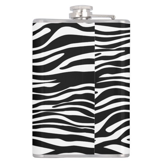 Zebra Print, Zebra Stripes, zwart en wit Heupfles (Achterkant)