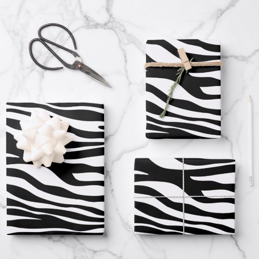 Zebra Print, Zebra Stripes, zwart en wit Inpakpapier Vel (Voorkant)
