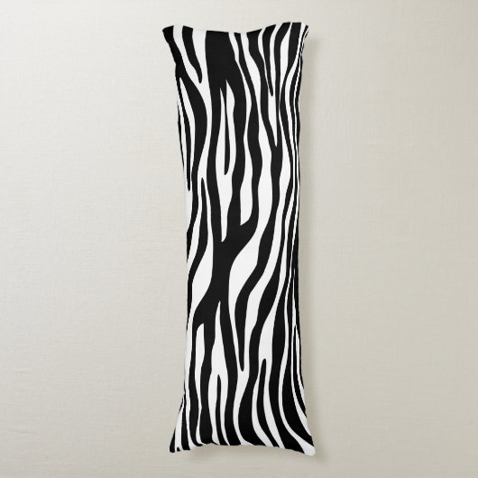 Zebra Print, Zebra Stripes, zwart en wit Lichaamskussen (Voorkant Verticaal)